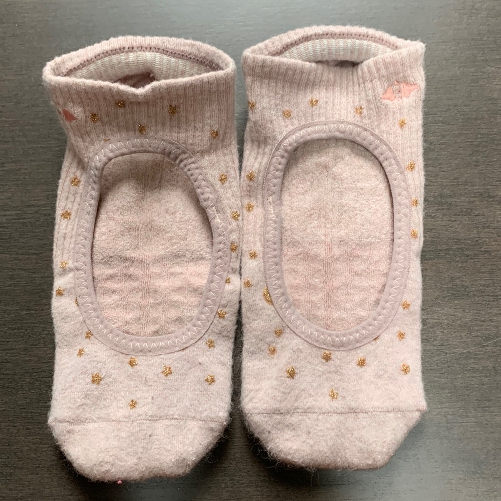 Tavi Noir Pink and Gold Star Grip Socks